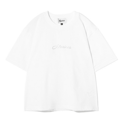 【レディース】スクリプトMARINESラインストーンプリント半袖Tシャツ 詳細画像 ホワイト 1