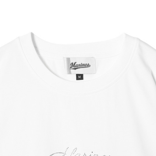 【レディース】スクリプトMARINESラインストーンプリント半袖Tシャツ 詳細画像 ホワイト 3