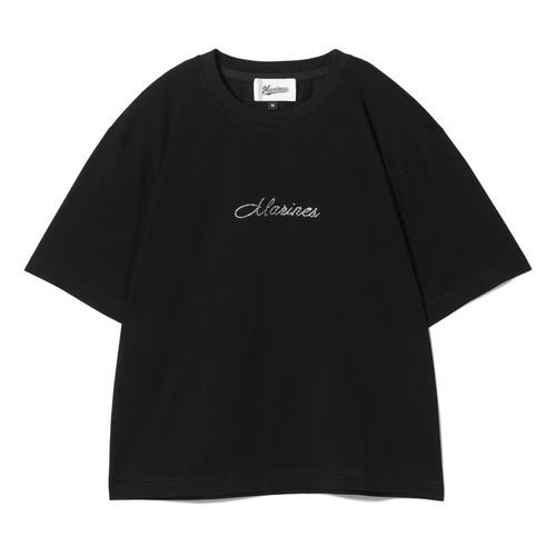 【レディース】スクリプトMARINESラインストーンプリント半袖Tシャツ 詳細画像 ブラック 1