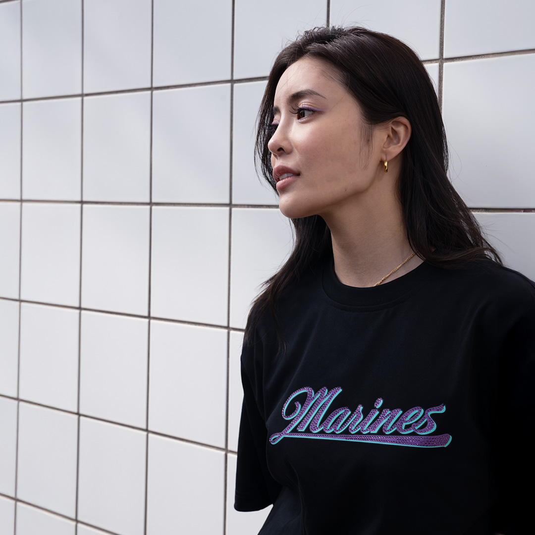 BSW 半袖Tシャツ(Marinesロゴ/ラインストーン)