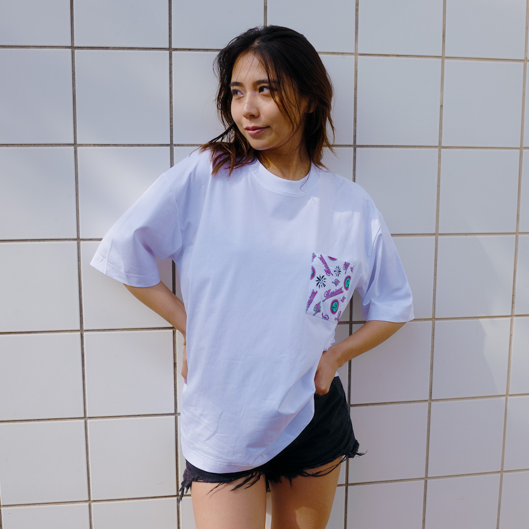 BSW ポケット半袖Tシャツ（PK総柄プリント）