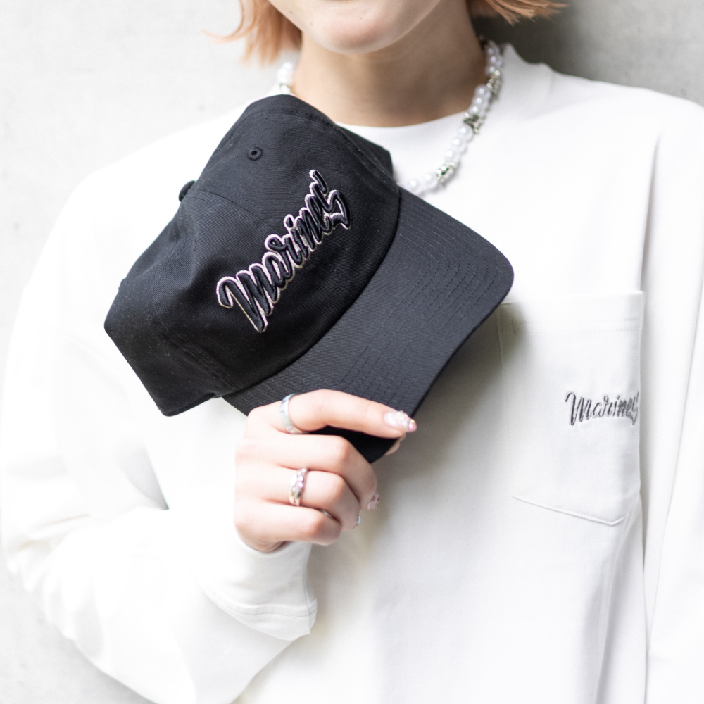 NCE2025 長袖ポケットTシャツ＆ストレートバイザーキャップ NCE MARINESロゴ BLK
