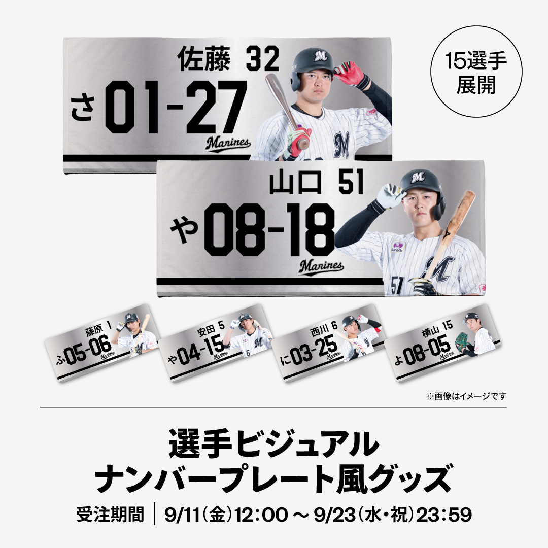 15選手展開 選手ビジュアルナンバープレート風グッズ