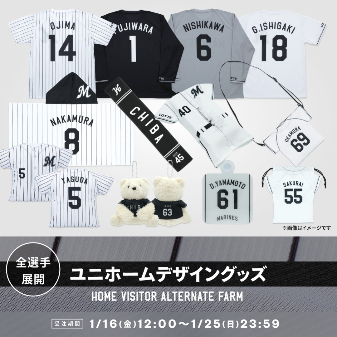 全選手展開ユニホームデザイングッズ(HOME/VISITOR/ALTERNATE/FARM)