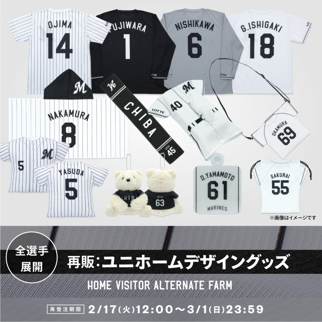 全選手展開ユニホームデザイングッズ(HOME/VISITOR/ALTERNATE/FARM)