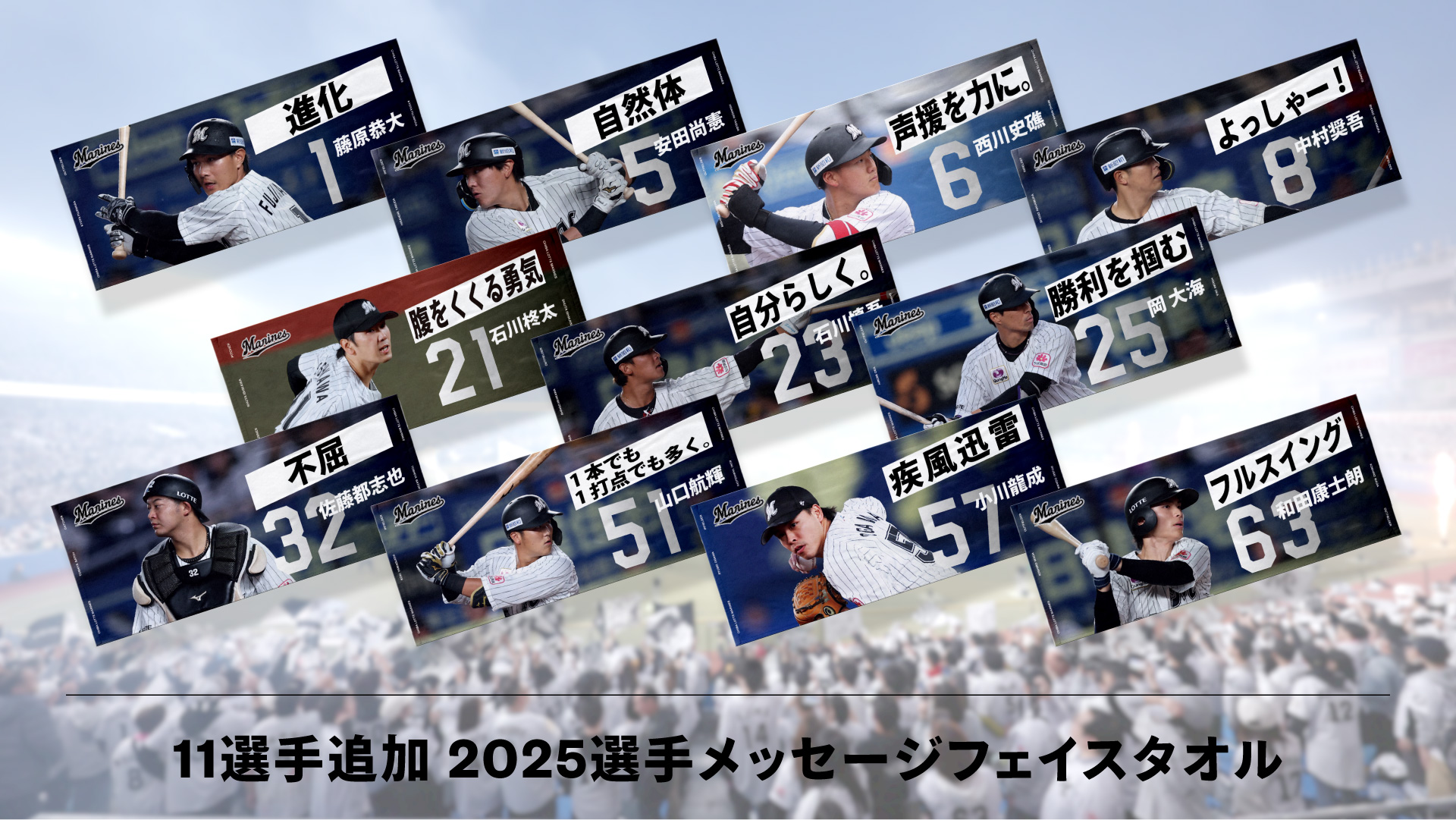 11選手追加 2025 選手メッセージフェイスタオル