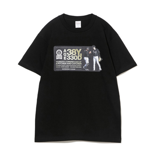佐々木朗&松川 ギネス世界記録認定記念Tシャツ 詳細画像 ブラック 1