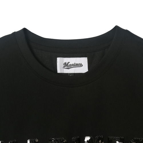 BLACKBLACKスパンコール刺繍半袖Tシャツ 詳細画像 ブラック 3