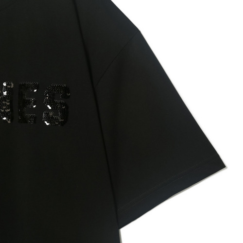 BLACKBLACKスパンコール刺繍半袖Tシャツ 詳細画像 ブラック 4