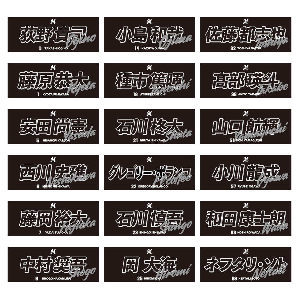 選手フェイスタオル2025 ビジター/マリーンズオンラインストア