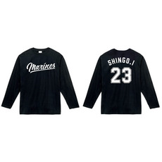 全選手展開　ネーム＆ナンバー長袖Tシャツ(Marinesロゴ) ブラック 