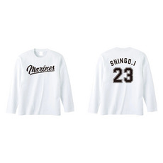 全選手展開　ネーム＆ナンバー長袖Tシャツ(Marinesロゴ) ホワイト 