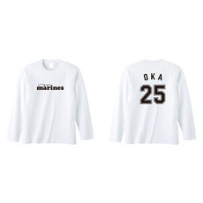 全選手展開　ネーム＆ナンバー長袖Tシャツ(marinesロゴ)  ホワイト 