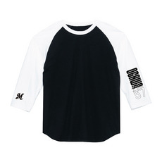 全選手展開 ユニホームコーデ ラグラン七分丈Tシャツ ブラック×ホワイト