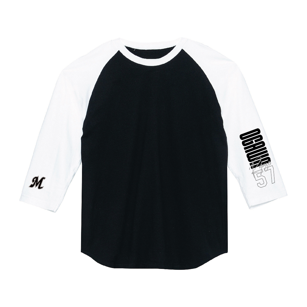 全選手展開 ユニホームコーデ ラグラン七分丈Tシャツ ブラック