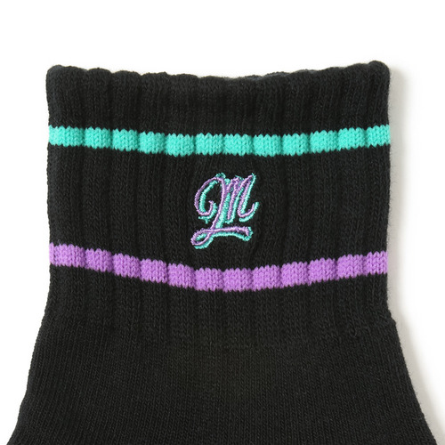 BSWソックス(Mロゴ刺繍) 詳細画像 ブラック 3
