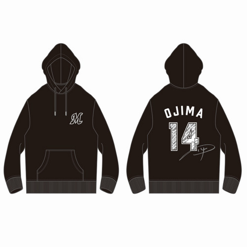 ナンバーデザインプルパーカー（バックナンバー） ブラック 詳細画像 1カラー 1