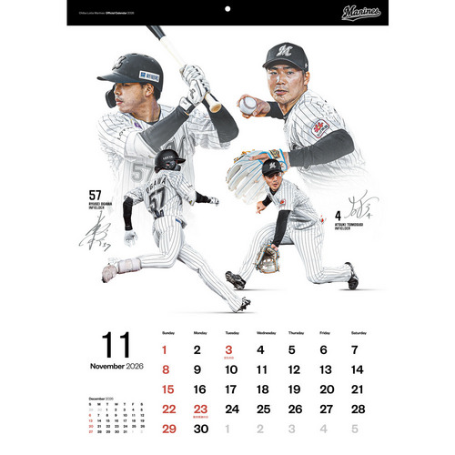 千葉ロッテマリーンズオフィシャルカレンダー2026 詳細画像 1カラー 11