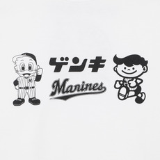 マリーンズ×ゲンキ コラボTシャツ モノクロ  詳細画像