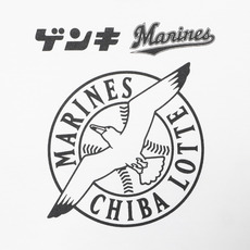 マリーンズ×ゲンキ コラボTシャツ モノクロ  詳細画像