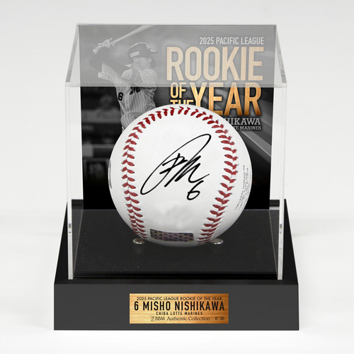 西川史礁選手 新人王受賞記念 直筆サイン入りボール（背面デザインアクリルブラックケース付き） 詳細画像 1カラー 1