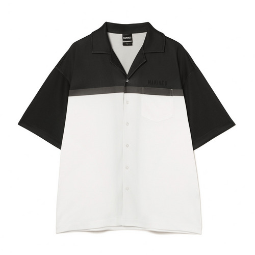 オープンカラーシャツ/バイカラー 詳細画像 グレー&times;ブラック 10