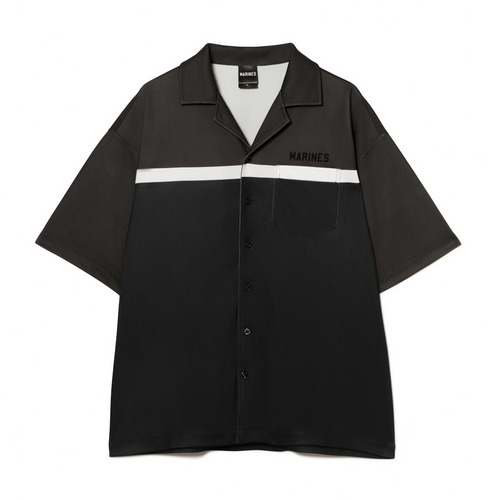 オープンカラーシャツ/バイカラー 詳細画像 グレー&times;ブラック 4