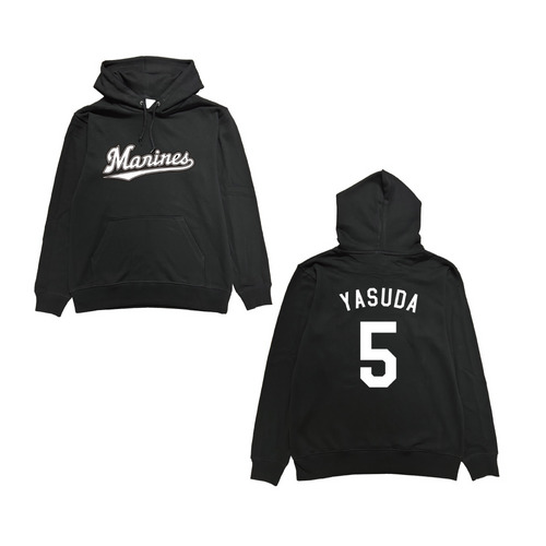 全選手展開 ネーム＆ナンバーパーカー(Marinesロゴ) ブラック