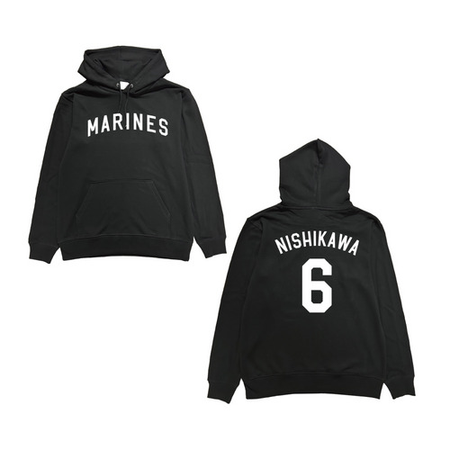 全選手展開 ネーム＆ナンバーパーカー(ALTロゴ) ブラック/マリーンズ