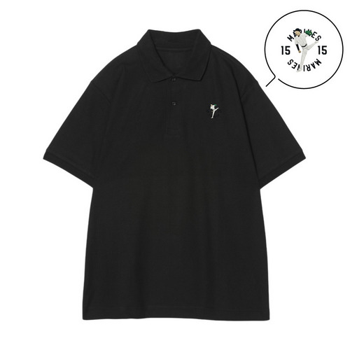 18選手展開 ワンポイント刺繍ポロシャツ ブラック 詳細画像 1カラー 1
