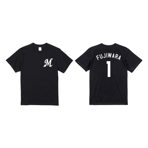 全選手展開 ネーム＆ナンバー半袖Tシャツ(Mロゴ) ブラック/マリーンズ