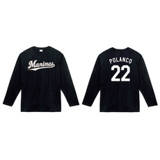 全選手展開 ネーム＆ナンバー長袖Tシャツ(Marinesロゴ) ブラック