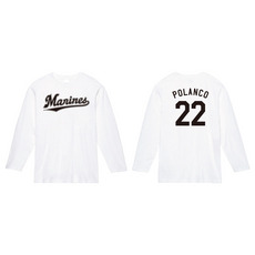 全選手展開 ネーム＆ナンバー長袖Tシャツ(Marinesロゴ) ホワイト