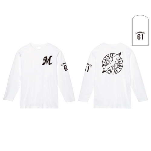 全選手展開 長袖Tシャツ(Mロゴ＆プライマリーマーク) ホワイト 詳細画像 受注パターン 1