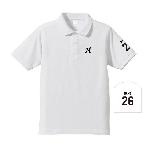 【ネーム・ナンバーカスタム】2026父の日 ポロシャツ ホワイト 詳細画像 名入れ(アルファベット＋ナンバー) 1