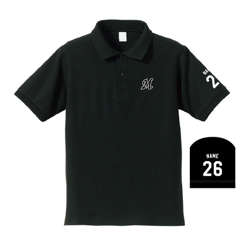 【ネーム・ナンバーカスタム】2026父の日 ポロシャツ ブラック 詳細画像 名入れ(アルファベット＋ナンバー) 1