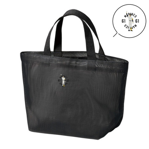 18選手展開 ワンポイント刺繍メッシュミニトートバッグ 詳細画像 ブラック 15