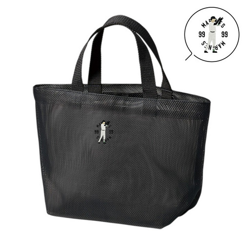 18選手展開 ワンポイント刺繍メッシュミニトートバッグ 詳細画像 ブラック 18