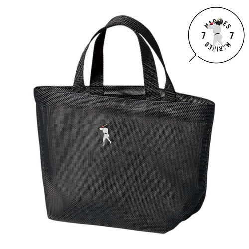 18選手展開 ワンポイント刺繍メッシュミニトートバッグ 詳細画像 ブラック 3