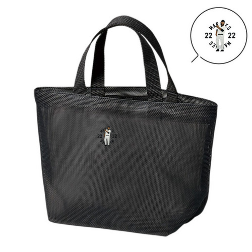 18選手展開 ワンポイント刺繍メッシュミニトートバッグ 詳細画像 ブラック 9