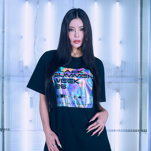 BSWオーロラ箔プリントTシャツ 詳細画像 ブラック 1