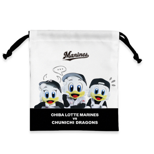 マリーンズ&times;ドラゴンズ 実写マスコットコラボ ドアラメッセージ巾着 詳細画像 1カラー 1