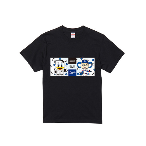 マリーンズ&times;ドラゴンズ イラストマスコットコラボ Tシャツ ブラック 詳細画像 1カラー 1