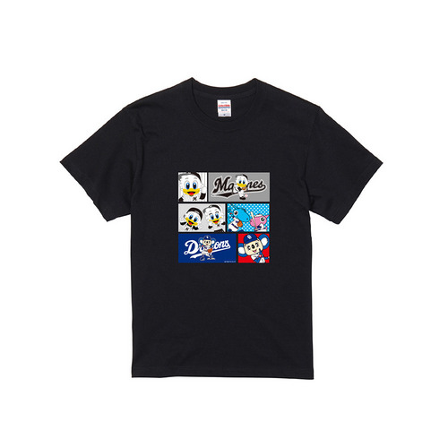 マリーンズ&times;ドラゴンズ イラストマスコット集合 Tシャツ ブラック 詳細画像 1カラー 1