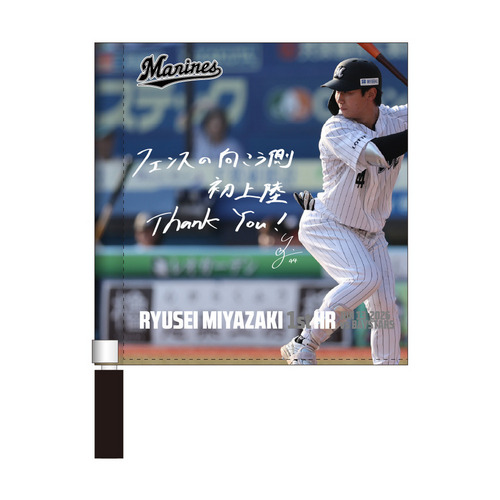 宮崎竜成選手 プロ入り初本塁打記念 ミニフラッグ(直筆メッセージ) 詳細画像 1カラー 1